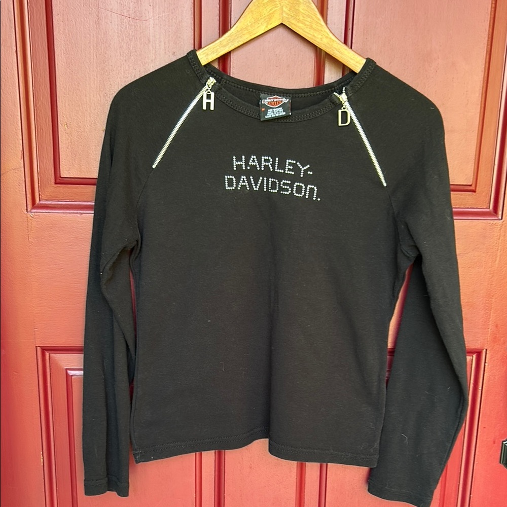 Harley-Davidson Black Long Sleeve with Zipper Accents